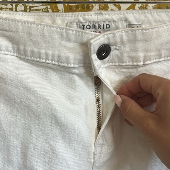 NWT Torrid White Denim Mid Rise Frayed Hem Embroidered 3.5” Shorts Size 20 - Picture 5 of 10